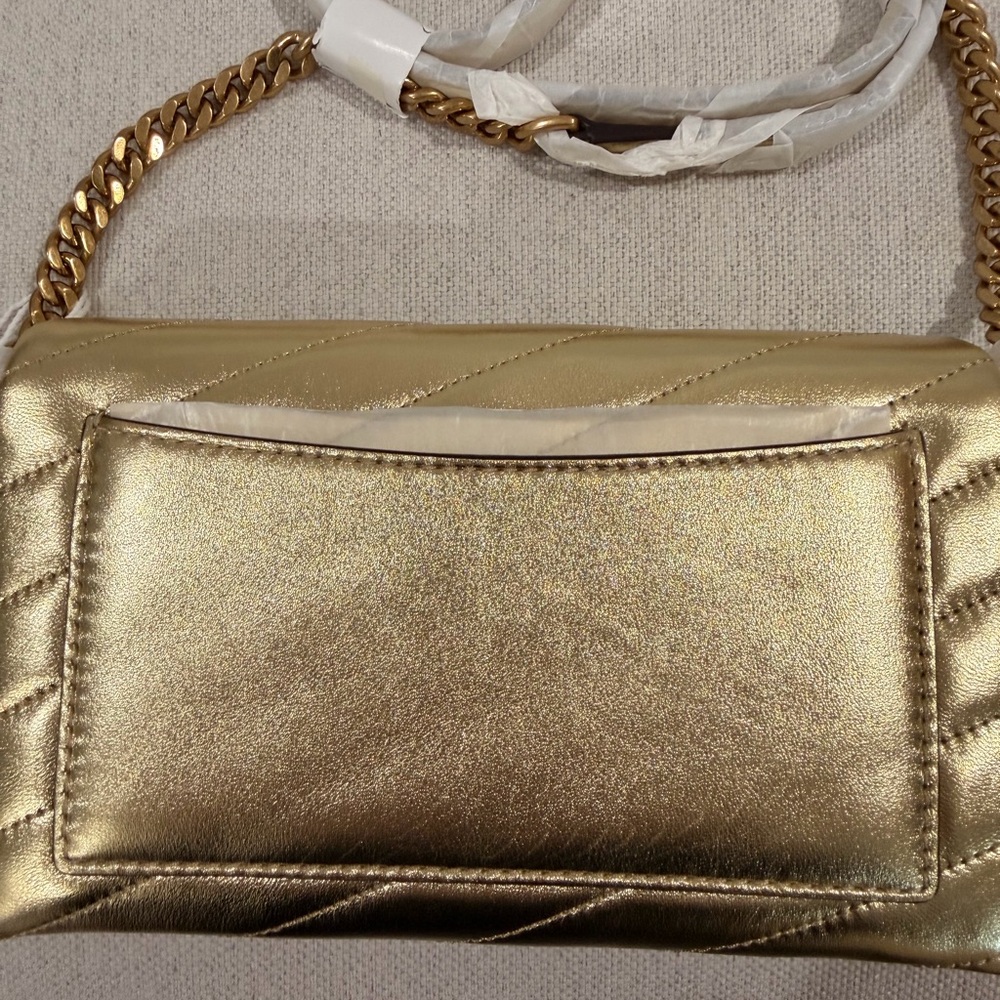 NEW AUTHENTIC Tory Burch Gold Quilted Crossbody Bag - Picture 8 of 12